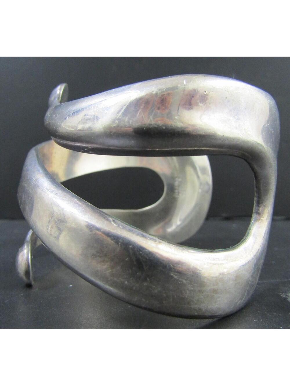 Taxco TH-17 63.4g Sterling Silver Swirl Bracelet - Picture 5 of 8